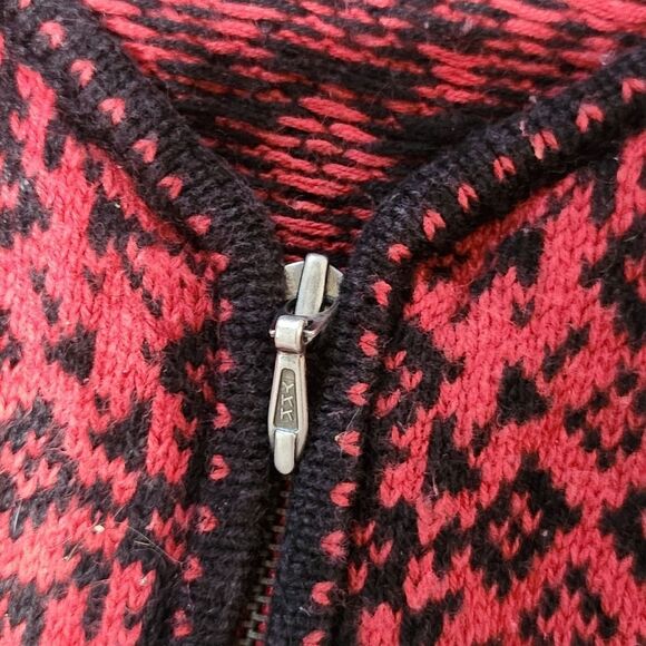 Nomadic Traders Sweater Vest Cardigan Womens Large Zip Front Red Black Nordic V - Picture 4 of 8